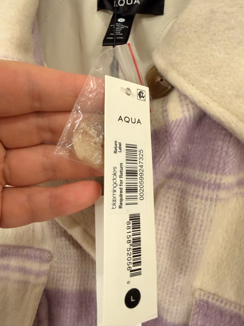 Aqua Lavender and Cream Plaid Utility Shacket - Picture 7 of 7